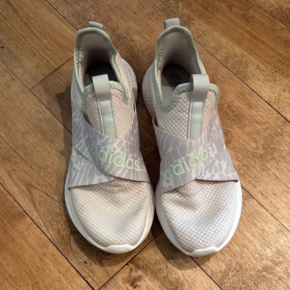 Adidas White and Light Gray Slip-On Sneakers